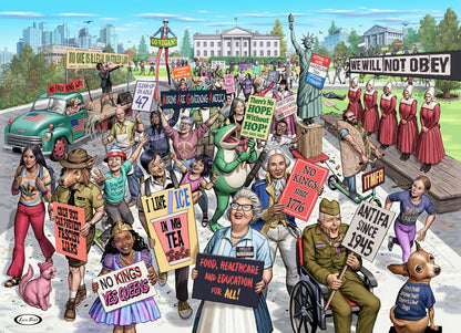 Power to the Puzzle No Kings Protest Art by Les Toil (1000 Pieces)