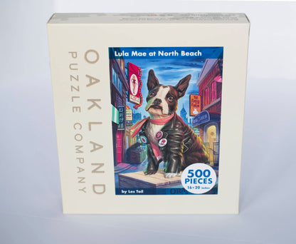 San Francisco North Beach puzzle box with Les Toil's Lula Mae artwork on the cover
